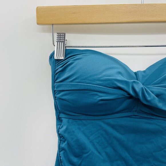 Anne Cole Womens Size Small Twist-Front Ruched Tankini Top in Deep Sea Blue 377 - Picture 4 of 8